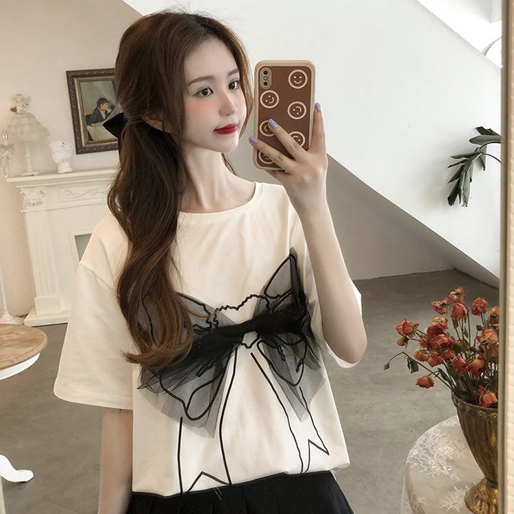 NRVP Áo Thun Nữ Dáng Dài Rộng Tay Ngắn Phong Cách Thời Trang Đường Phố Hàn Quốc