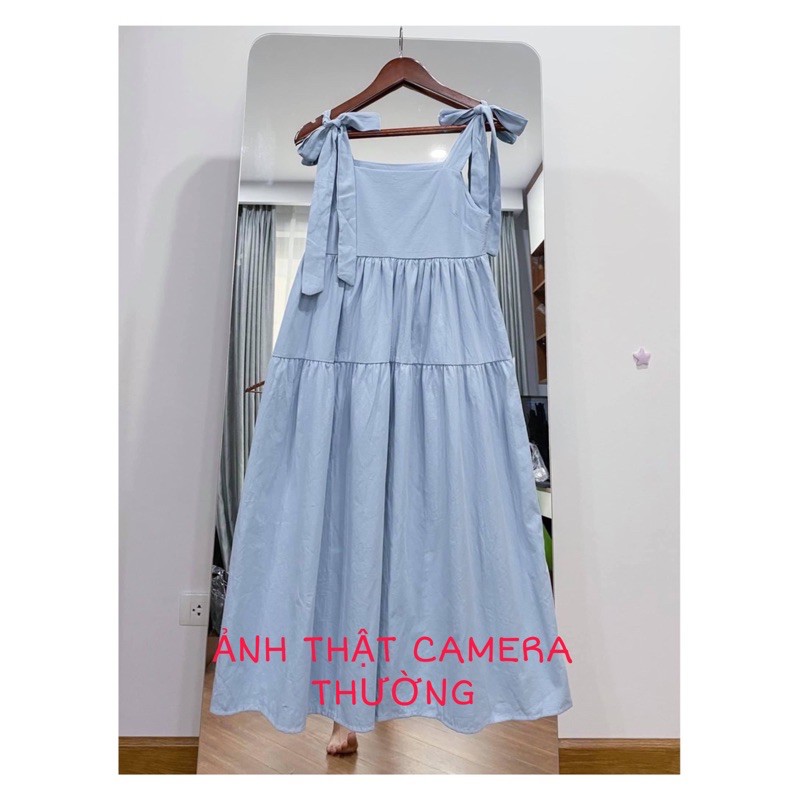 [ẢNH THẬT] Váy hai dây babydoll buộc nơ vai dáng suông