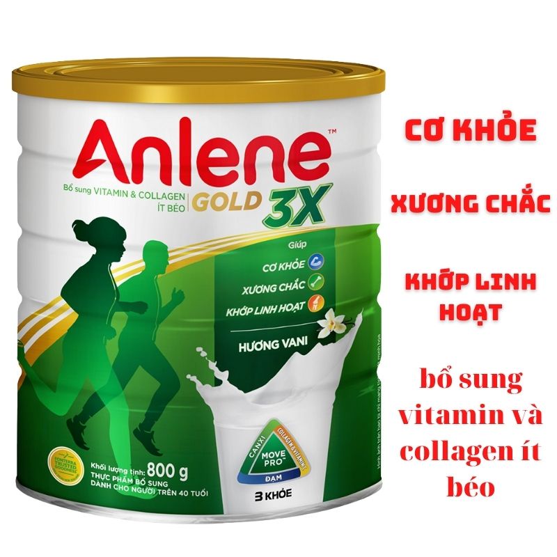 [CHÍNH HÃNG] Sữa bột anlene gold 3X hộp 800g hương vani giúp cơ khỏe xương chắc khớp linh hoạt