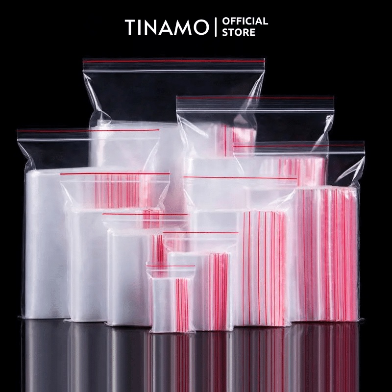 100gr Túi zip chỉ đỏ TINAMO SMART HOME - Túi Zipper bấm miệng siêu chắc