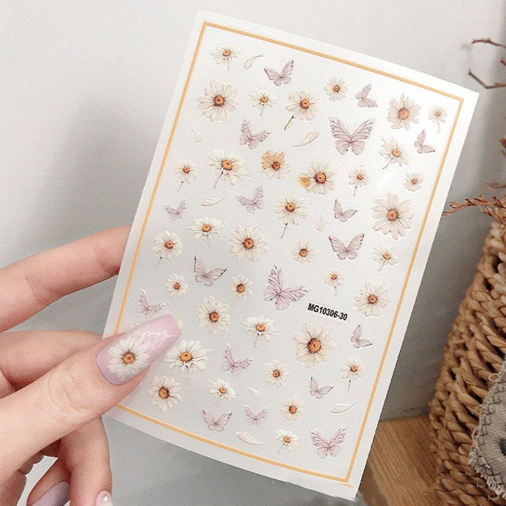 Miếng Dán Trang Trí Móng Tay Họa Tiết Hoa Hồng Và Bướm Độc Đáo