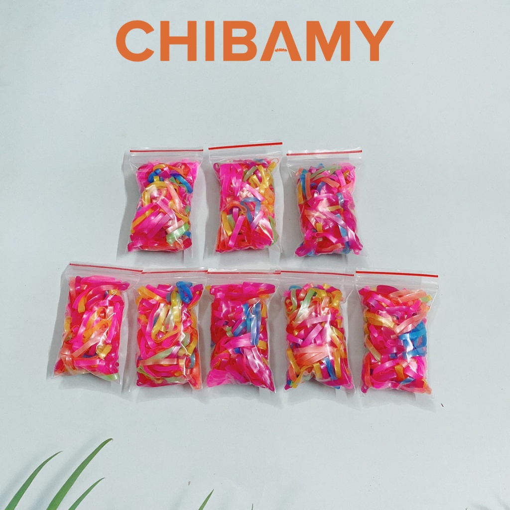 Chun buộc tóc cho bé loại nhỏ nhiều màu CHIBAMY, sợi thun dày dặn co giãn tốt