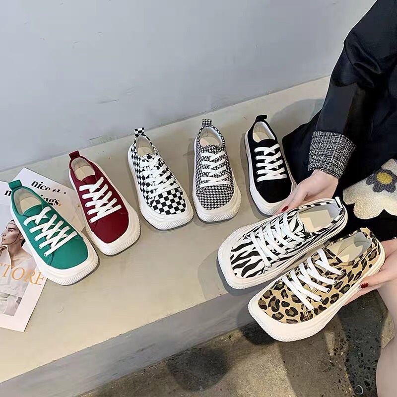 Giày Thể Thao Vải Nữ 🥰FREESHIP🥰 Giày Sneaker Vải Nữ Mũi Vuông Siêu Hot