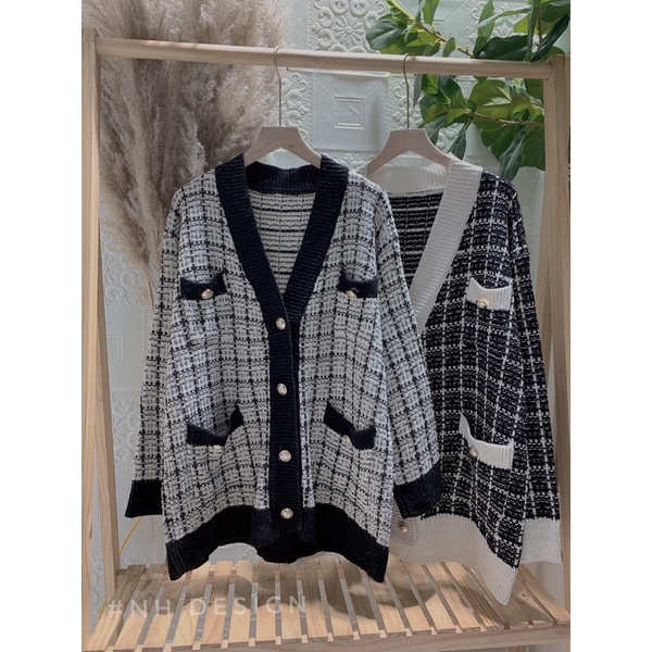 ÁO KHOÁC LEN CARDIGAN KẺ CARO HOT HIT | BigBuy360 - bigbuy360.vn