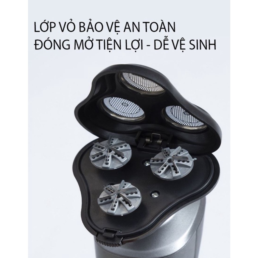 Máy Cạo Râu 4 in 1 ( Tông Đơ Massage Mặt Tỉa Lông Mũi Cạo Râu ) Phân Loại 9D Shaver Tặng Kèm 6 Phụ Kiện Chuyên Nghiệp