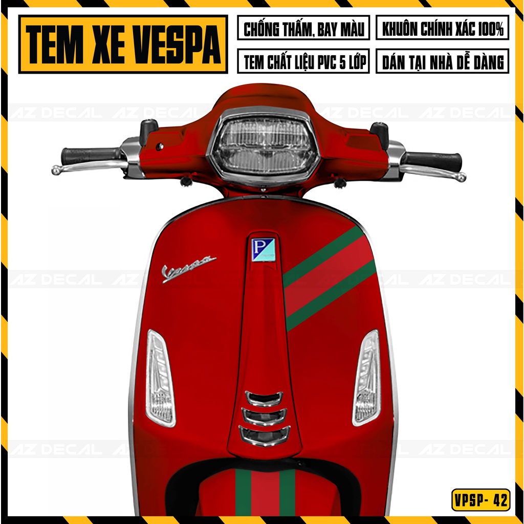 Tem Xe Vespa Sprint / Primavera Mẫu Guccii | VPSP42 | Decal Rời Dễ Dán, Chống Nước, Chống Phai Màu
