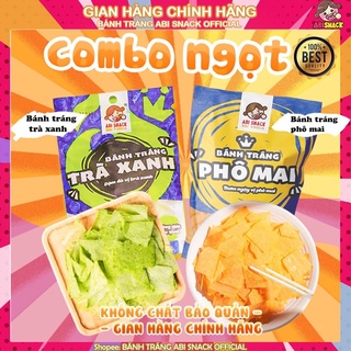 Combo Ngọt 2 bịch bánh tráng Abi 1 Phô Mai 1 Trà Xanh Ăn Chay Được