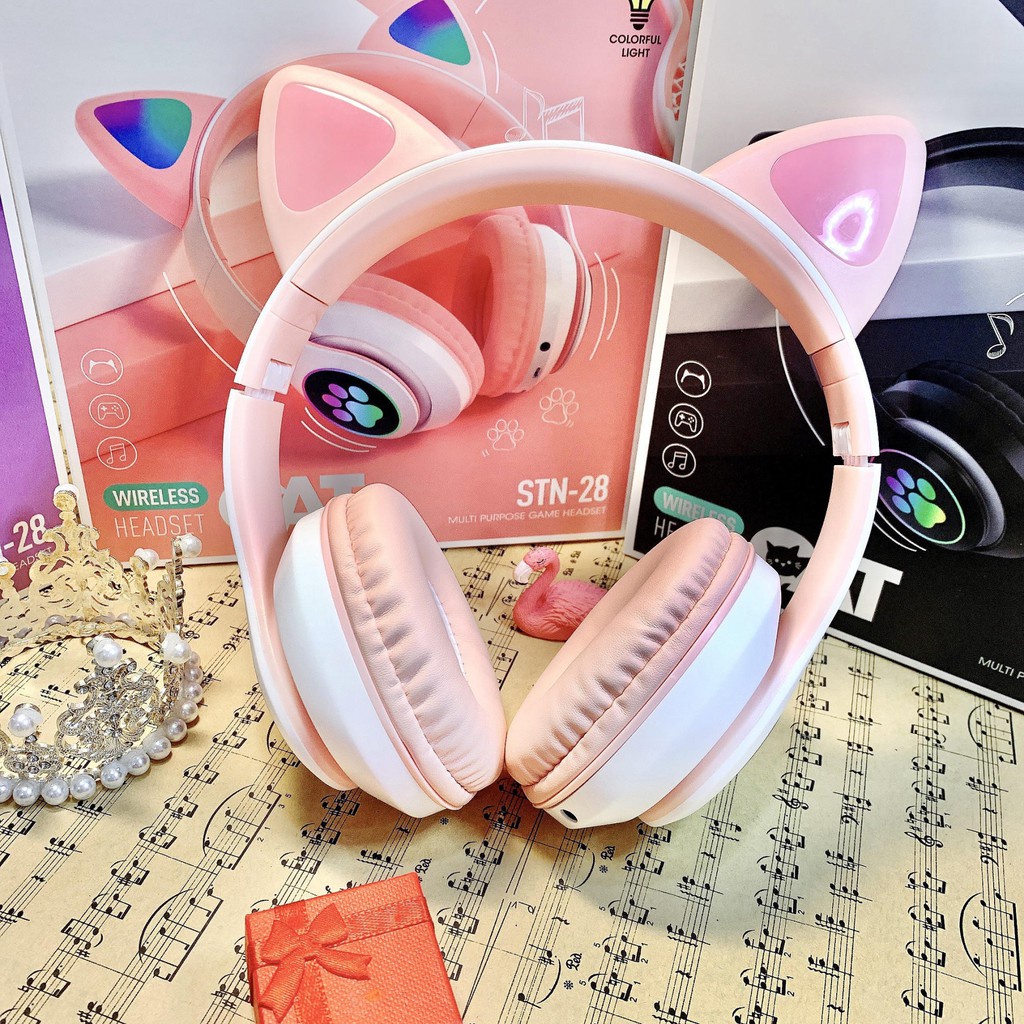 Tai Nghe Mèo Bluetooth Chụp Tai LegendHouse, Tai Nghe Bluetooth Học Online Có Mic Đàm Thoại Chơi Game Cực Tốt