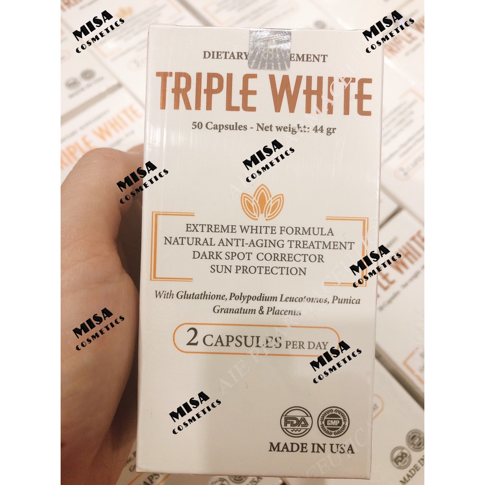 TRIPLE WHITE - Viên uống trắng da, chống nắng, giảm thâm nám - 50v