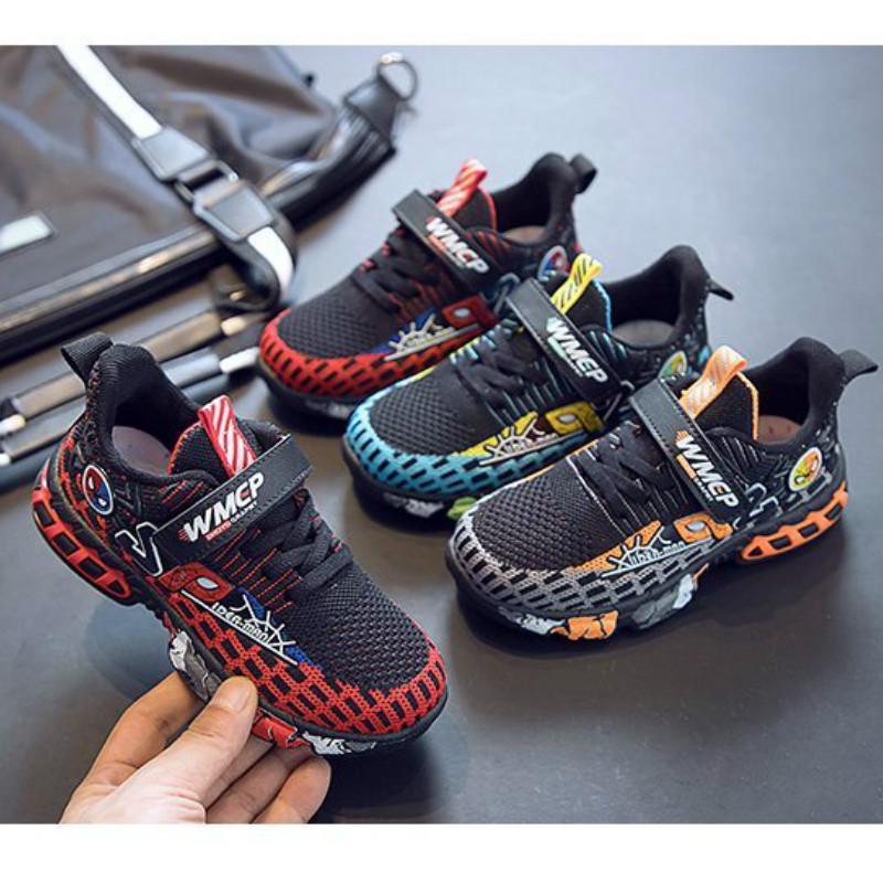 Giày Sneaker Người Nhện Thiết Kế Mới Thoáng Khí Có Size Lớn 27-38 Dành Cho Bé Trai