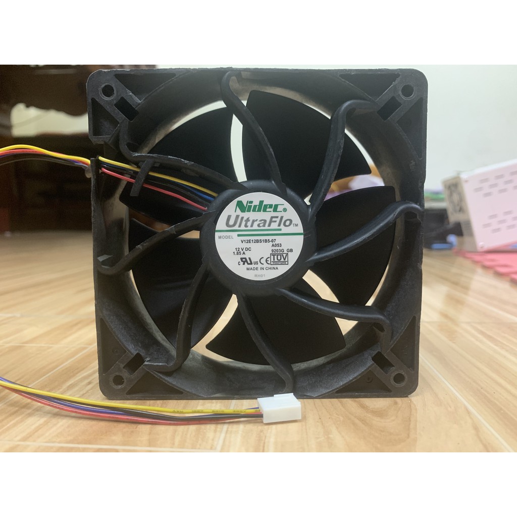 Quạt server nidec 12V 12cm 1.85A ultraflo siêu khoẻ chế quạt hút mùi Fan 4u thổi trâu cày