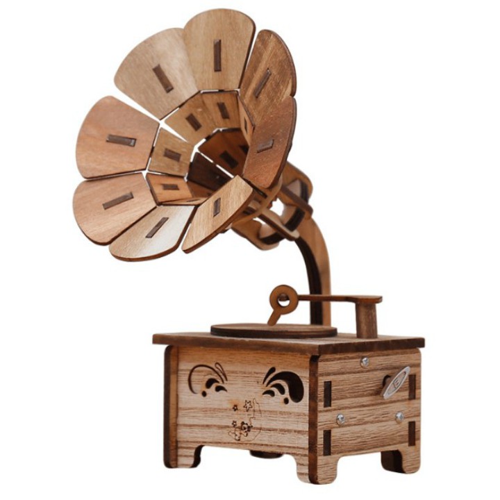Loa gỗ Retro phát nhạc cổ điển, Hộp phát nhạc cổ điển, Loa phát nhạc Jika Store1