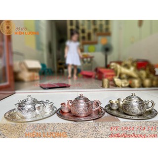 Bộ ấm trà rồng phượng bằng đồng cao cấp