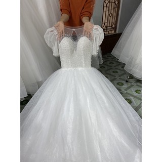 Áo cưới mặc  tiệc phủ  kim sa