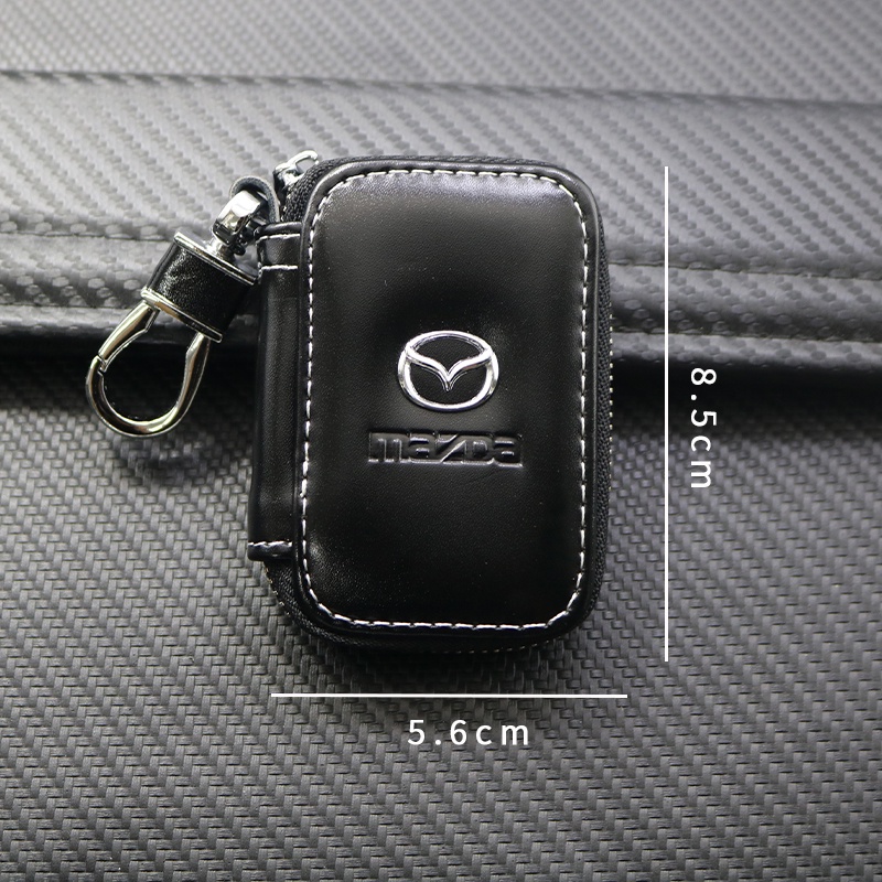 Bao Da PU Màu Đen Có Khóa Kéo Dùng Để Đựng Chìa Khóa Xe Mazda 5 6 323 626 RX8 CX5 CX-4 MX3 MX5 Atenza Axela