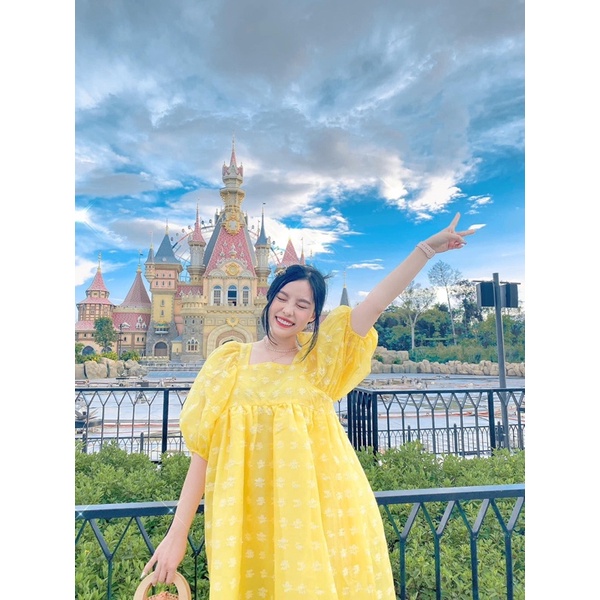 Đầm Babydoll Lụa Tơ Non Tay Phồng Siêu Cưng
