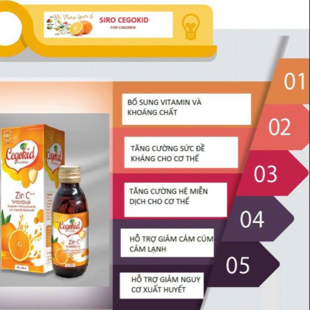 CEGOKID ZINC Tăng sức đề kháng cho trẻ