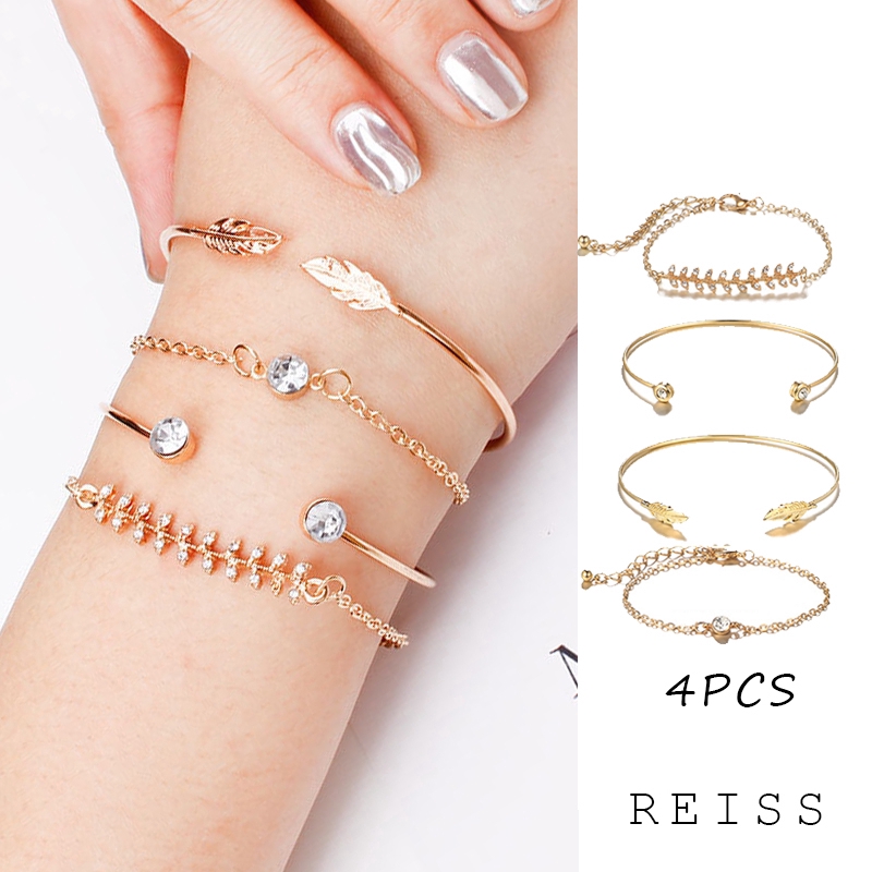 Vòng tay hợp kim dạng hở thiết kế tinh tế 4 trong 1