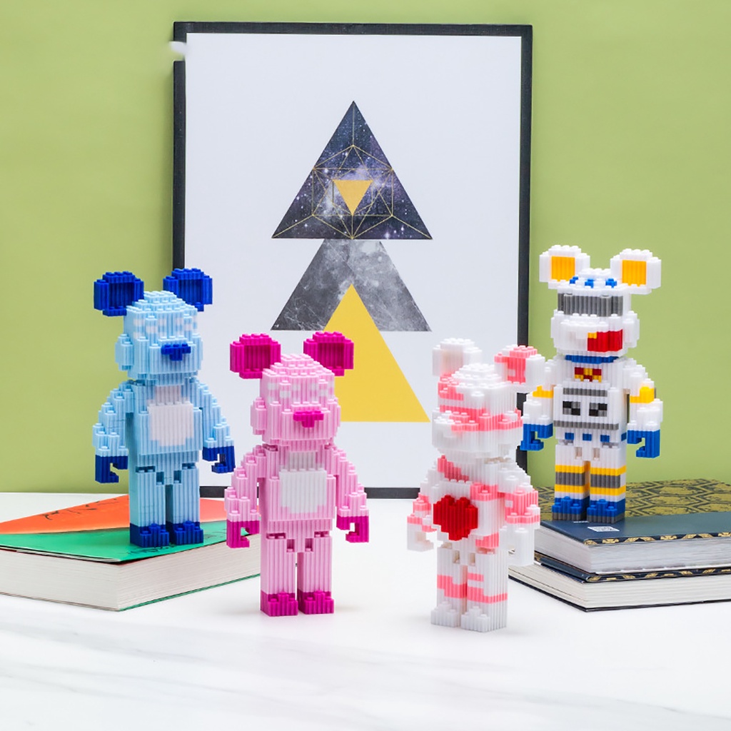 Combo 2 Mô Hình Lắp Ráp 3d Gấu Bearbrick 36cm Có Ngăn Kéo Đèn Búa Nhân Vật Khổng Lồ Size Cỡ To Lớn Chi Tiết Cute Đẹp Rẻ