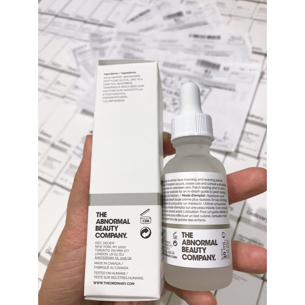 Serum Niacinamide 10% + Zinc 1% The Ordinary giảm dầu, bớt mụn, mờ thâm sau mụn  [BẢN CANADA ĐỦ BILL]