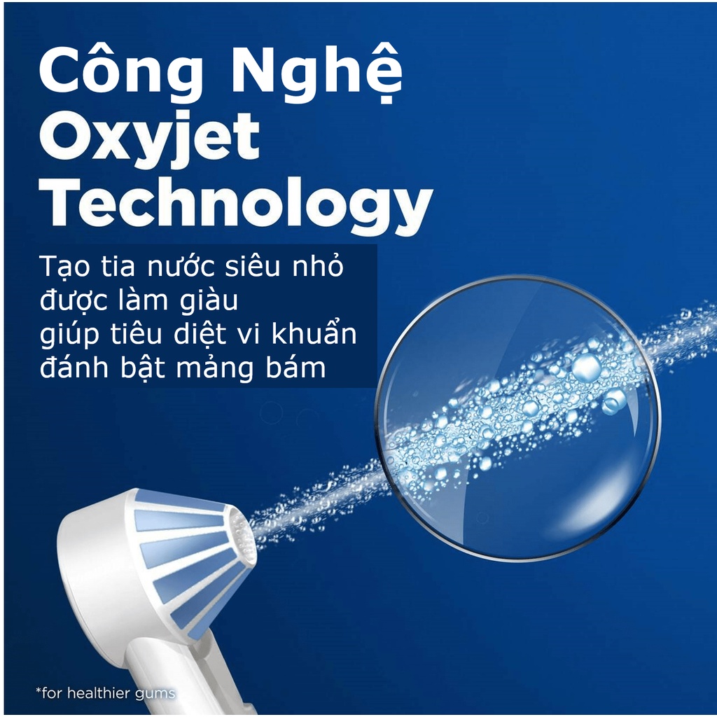 Máy Tăm Nước Cầm Tay Oral-B Water Flosser Advanced Waterjet - 3 Chế Độ, Công Nghệ Oxyjet Giúp Sạch Kẽ Răng, Sạc Cảm Ứng