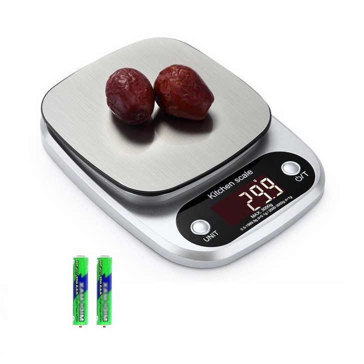 Cân điện tử nhà bếp mini để bàn 0.1gr - 3KG/10KG màn hình led mặt thép sang trọng độ chính xác cao,cân tiểu ly mini