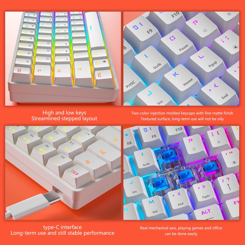 Bàn phím cơ LEAVEN K28 cắm nóng Hiệu ứng ánh sáng RGB đích thực Bàn phím không dây Bluetooth