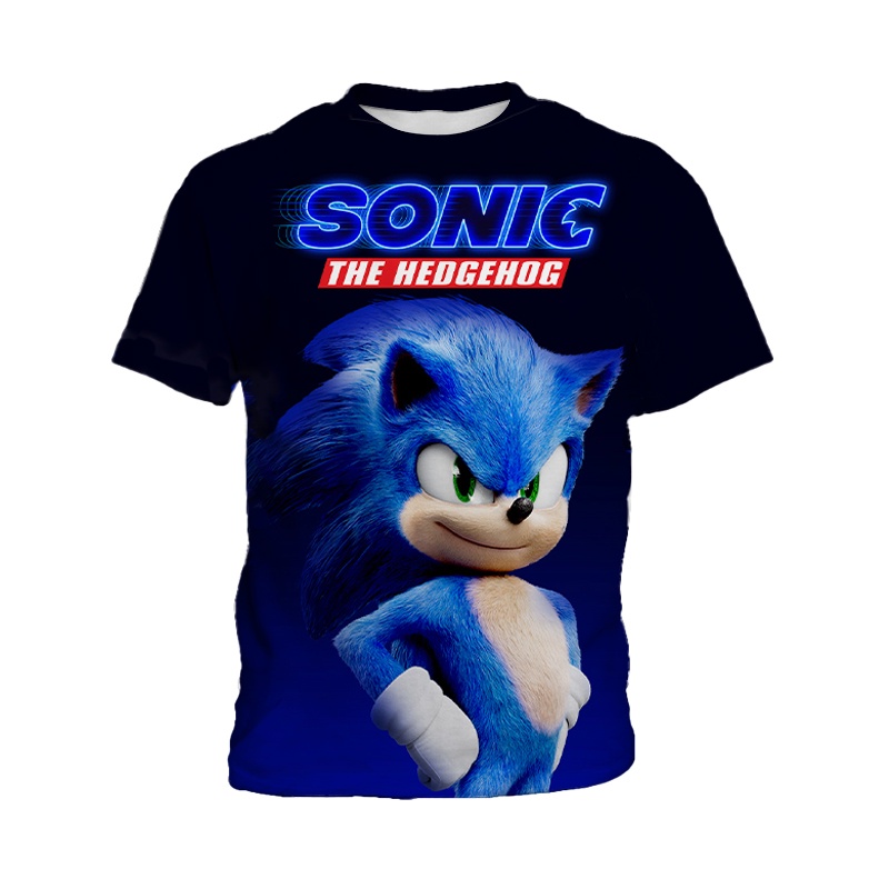 Áo Thun Ngắn Tay In Hình Sonic Thời Trang Dành Cho Bé Trai 3-13 Tuổi