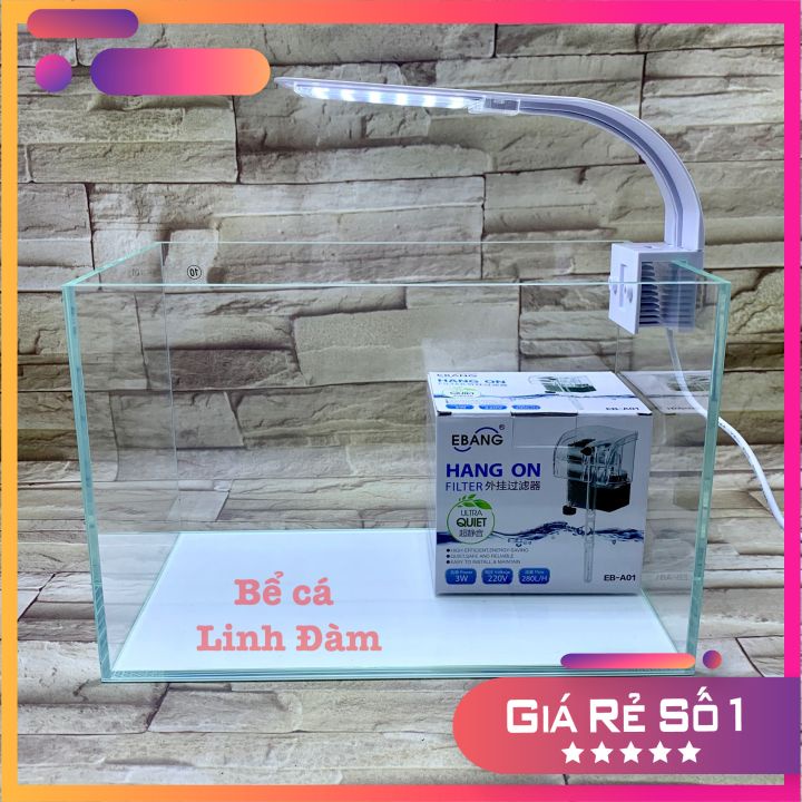 Bộ bể cá cảnh mini siêu trong dài 30cm- Bể cá thủy sinh để bàn