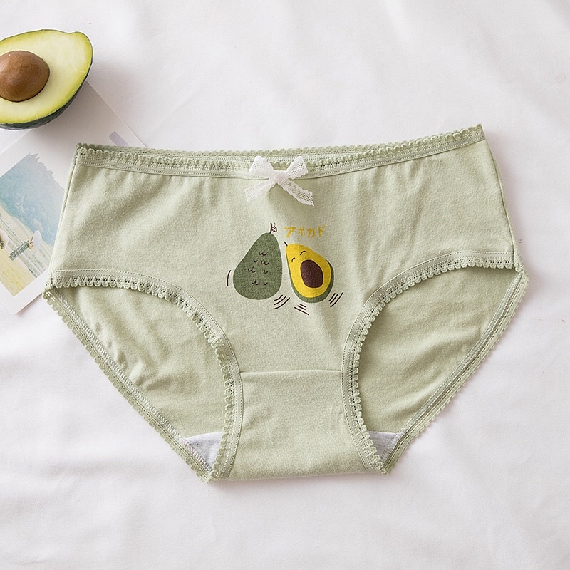 Quần lót nữ Cotton cao cấp nâng mông thông hơi họa tiết quả bơ đáng yêu JAENIA