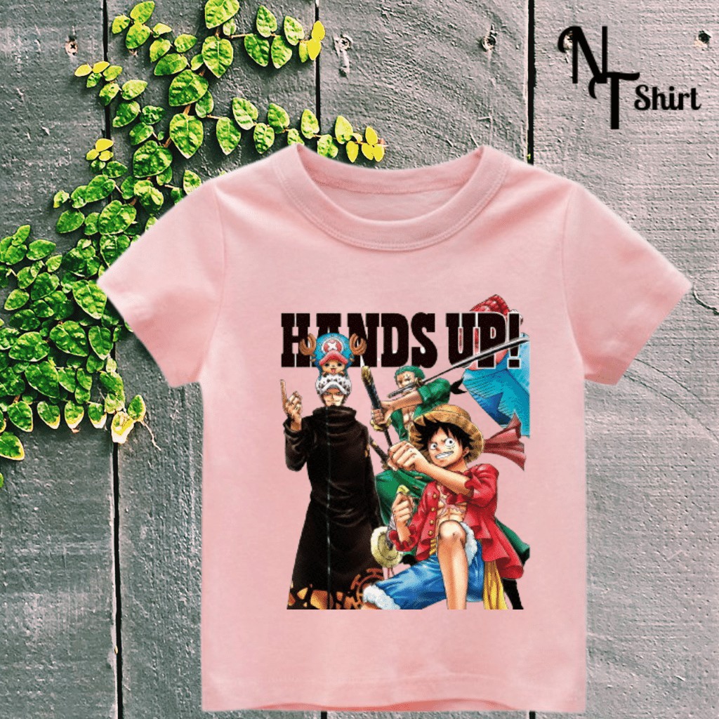 Áo phông bé trai in hình  One Piece Luffy, Áo cotton xịn mặc mát thoải mái hình chất lượng