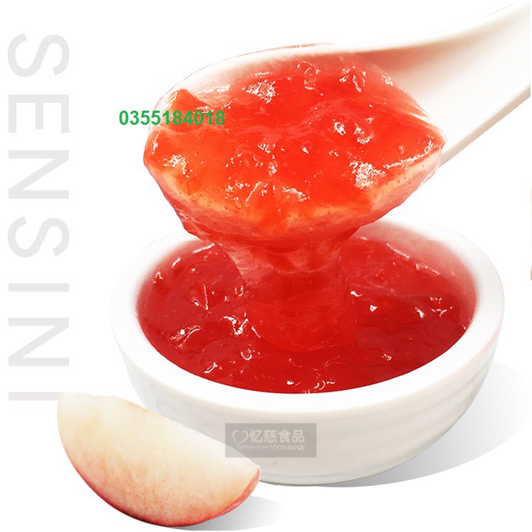 Mứt Sốt Đào Hồng Sensini pha chế trà sữa - trà hoa quả hộp 1,36kg