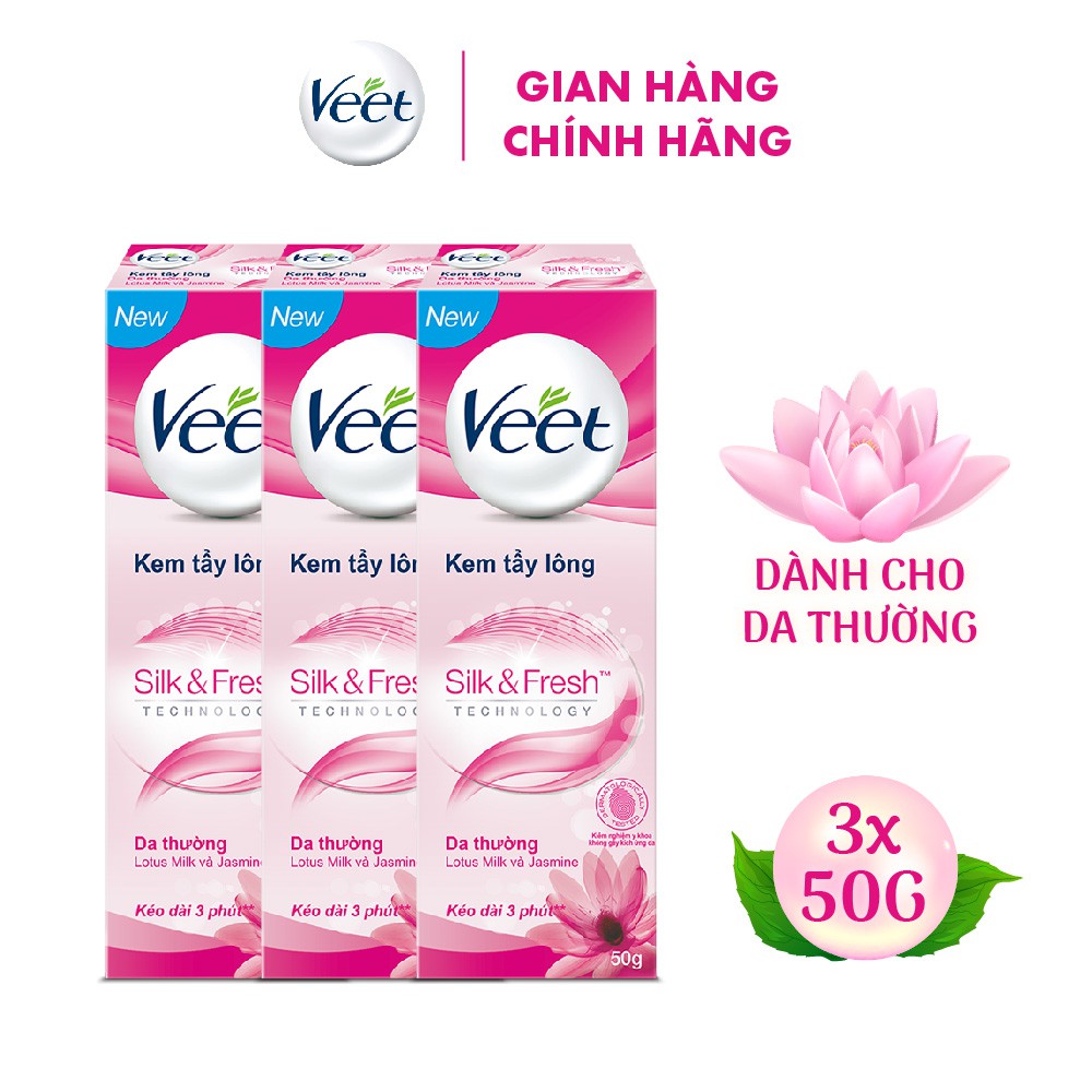 Bộ 3 chai Kem tẩy lông Veet cho da thường 50g/tuýp