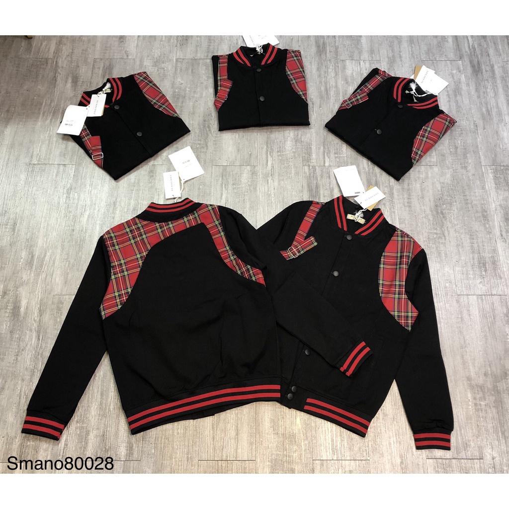 Áo khoác bomber nỉ kẻ lưng caro BB24 forrm dáng unisex phù hợp cả nam nữ.