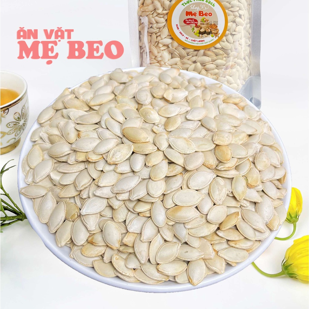 500Gr Hạt bí Trắng còn vỏ rang tay ăn tết cực ngon