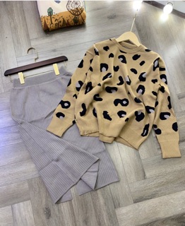 Set len da báo chân váy len ghi(ko bán rời)