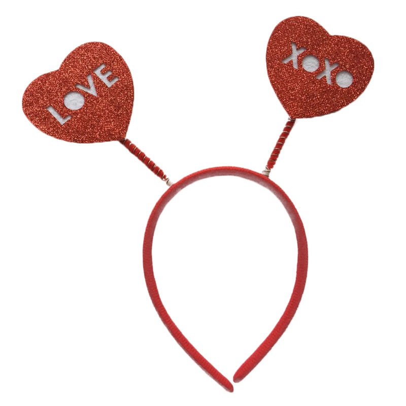 Flgo Băng Đô Cài Tóc Đính Kim Sa Hình Trái Tim Đỏ Cho Lễ Tình Nhân