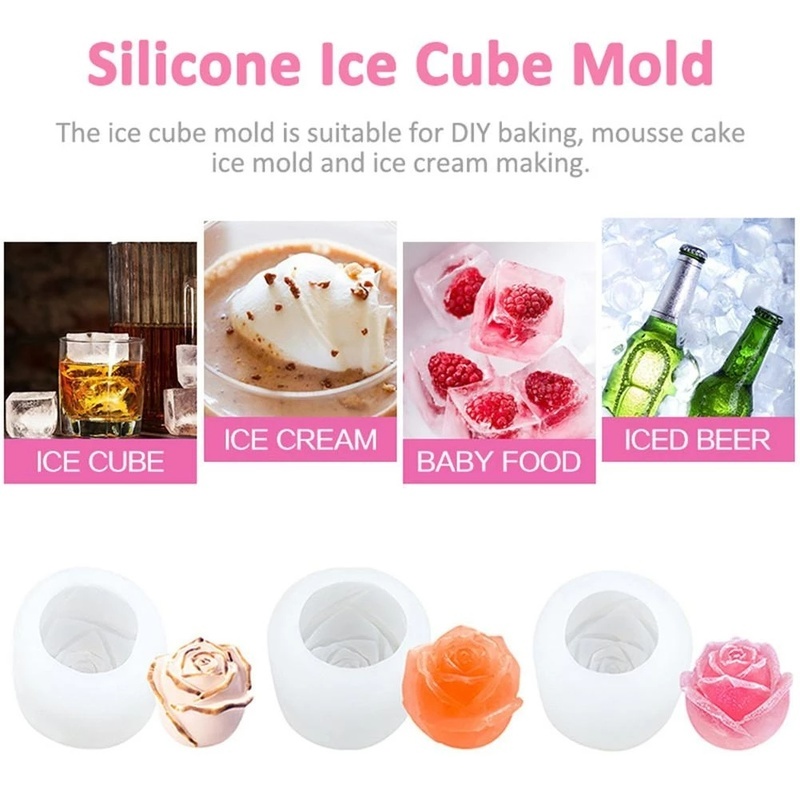 Khuôn Silicone Làm Đá Viên / Cocktail / Mousse Hình Hoa Hồng Sáng Tạo DIY