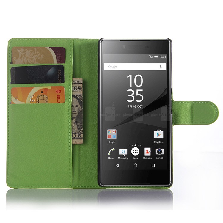 Sony Xperia Z5 Premium Case Litchi Leather Wallet Flip Card Slots Stand Holder