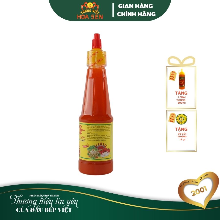 Tương Ớt Chai 250g nguyên liệu Organic - Tương Việt Hoa Sen