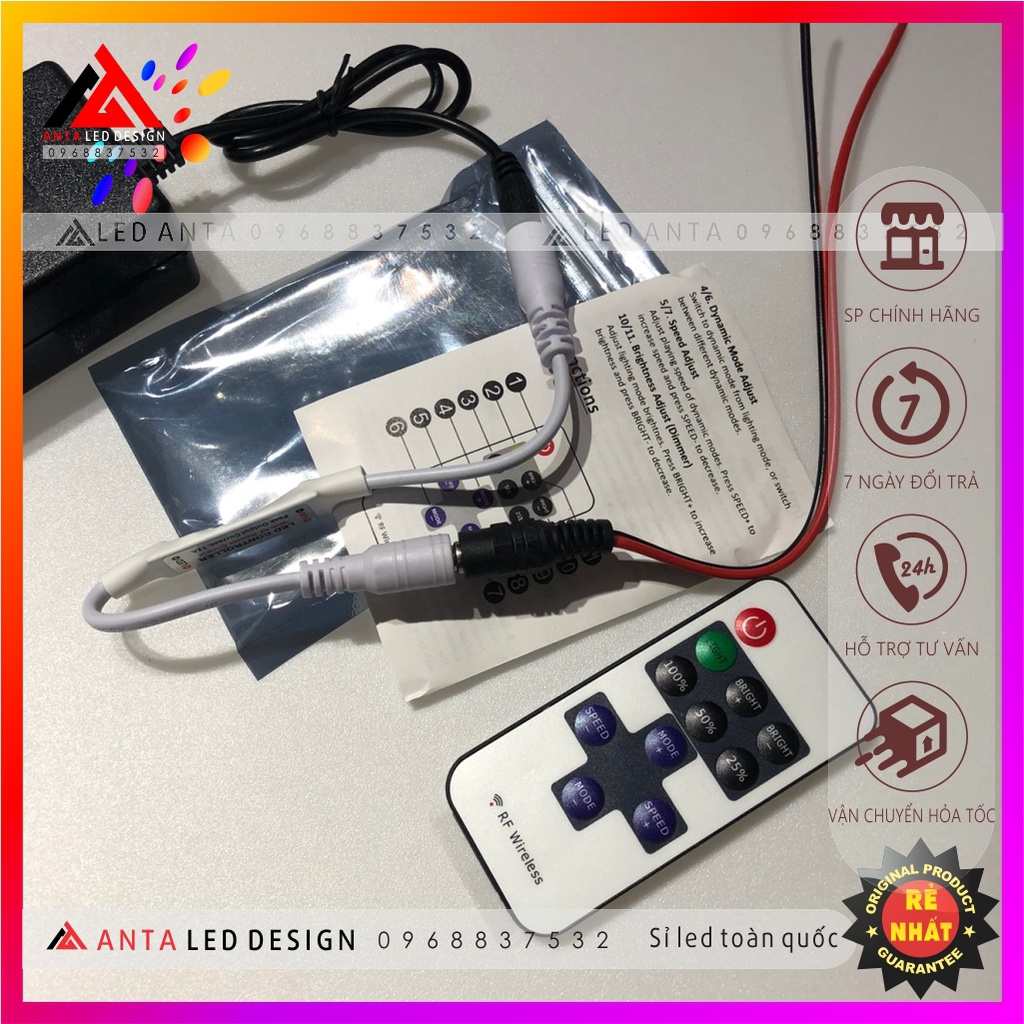 Điều khiển ,Remote  dùng cho led neon, led dán, led thanh...,12V,24V nhiều chế độ chỉnh