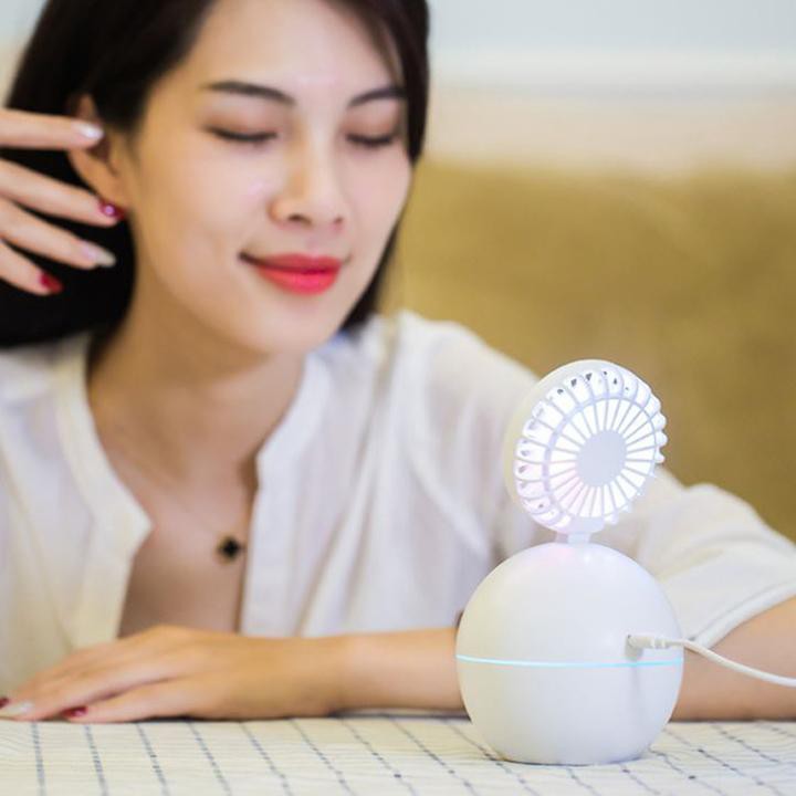 Quạt Phun Sương Tạo Ẩm Kèm Đèn Led Cao Cấp-Quạt Kiêm Đèn Ngủ