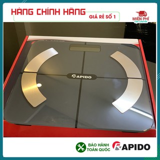 CÂN SỨC KHỎE THÔNG MINH RAPIDO RSB02-S CÓ BLUETOOTH, CÂN SỨC KHỎE ĐIỆN TỬ RAPIDO, THIẾT KẾ NHỎ GỌN, CẢM ỨNG LỰC.