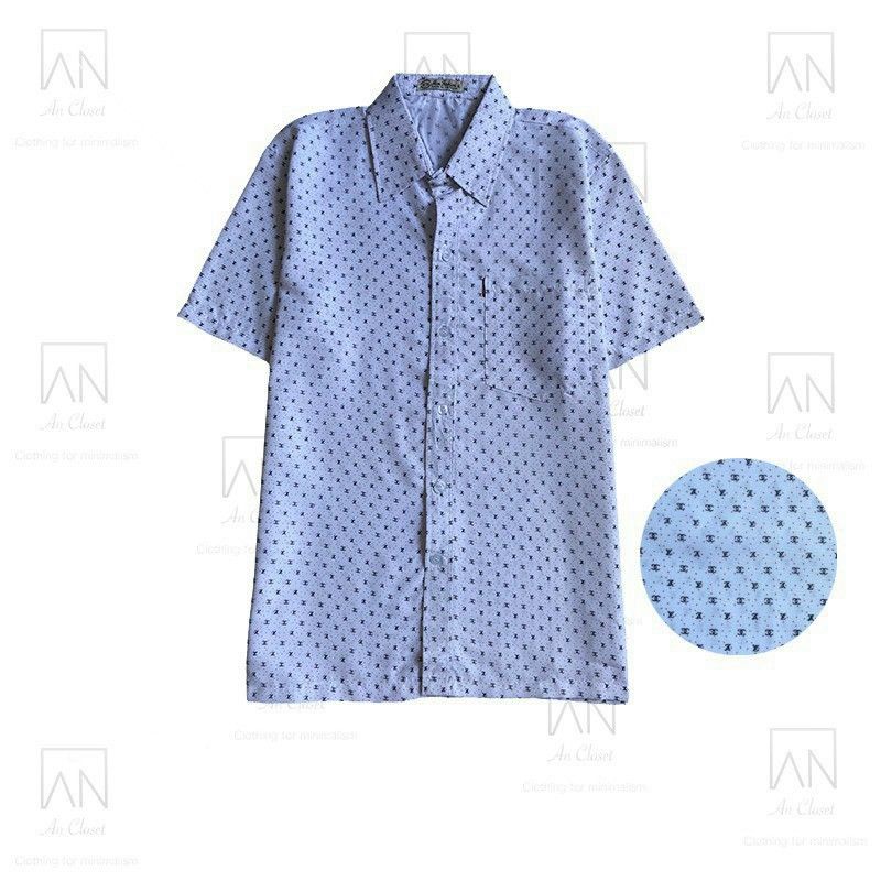 AP27 Áo sơ mi trung niên sơ mi nam tay ngắn lai ngang hoạ tiết chất cotton mềm mát thoải mái