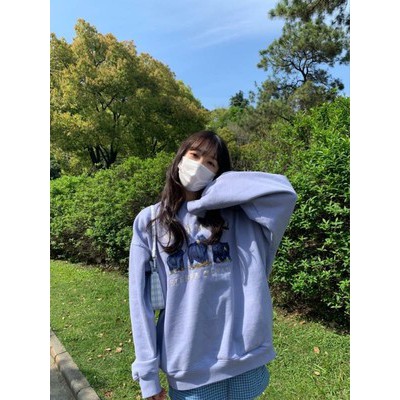 Áo sweater blue bear dáng rộng