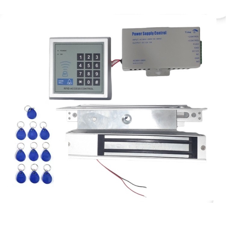 Combo khóa nam châm 280kg+ bộ đọc thẻ từ RFID + bộ nguồn điều khiển 12V 5A