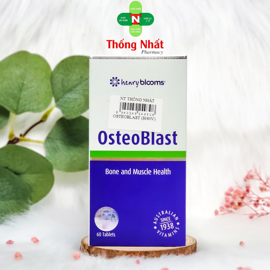 Viên uống Canxi hữu cơ OsteoBlast giúp xương chắc khoẻ Henry Blooms hộp 60 viên Intershop