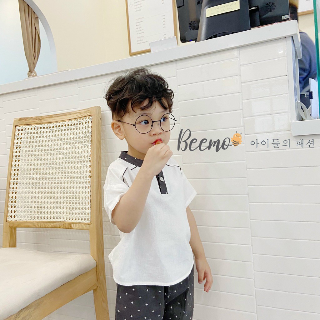 [Maruhouse]Set bộ đồ bé trai áo trắng quần kaki thô mềm mùa hè COOL ngầu_thời trang trẻ em từ 1-5 tuổi