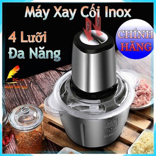 Máy Xay Cầm Tay Cối Inox 4 Lưỡi Đa Năng - Máy Xay Sinh Tố Xay Thịt Tỏi Ớt Rau Củ Quả Công Suất 250w - Bh 1 Đổi 1
