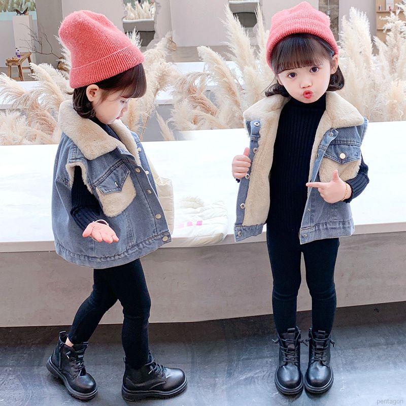 Áo Khoác Denim Lót Nhung Ấm Áp Cho Bé